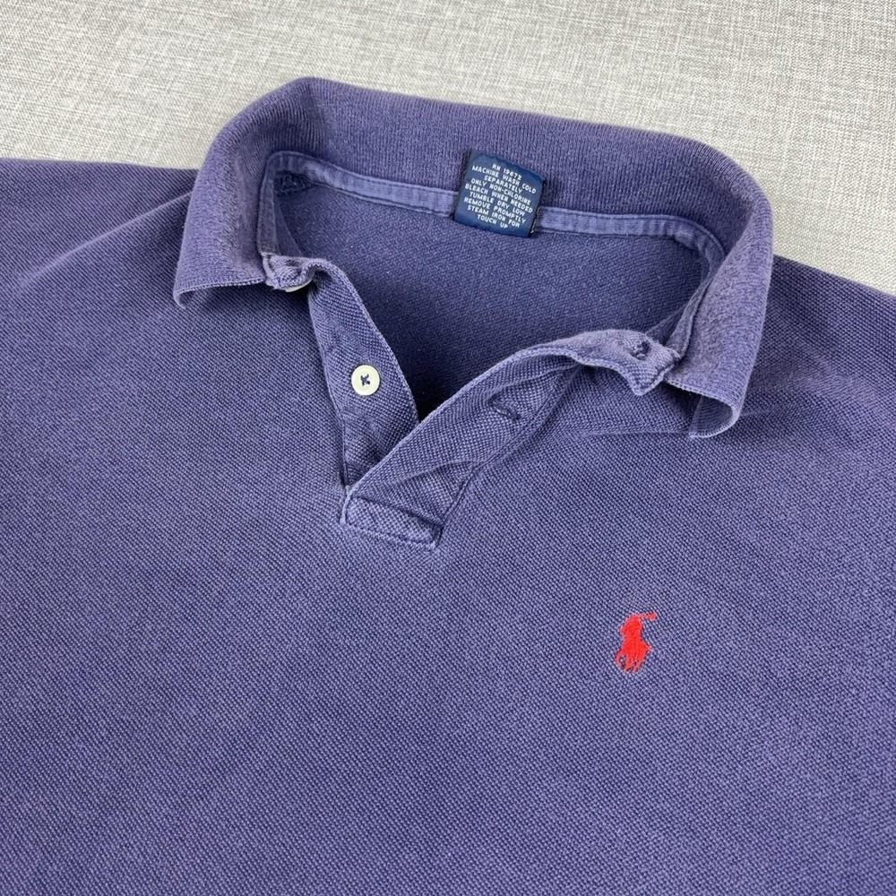 Vintage Ralph Lauren Polo Shirt Mens XL Blue Cotton Classic Short Sleeve Logo